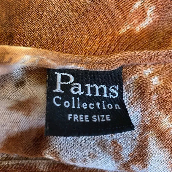 Pams Muumuu Brown Tie Dye Embroidery BOHO Midi Dress FreeSize Cottagecore Casual - Picture 4 of 8